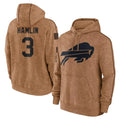 Fenge B.Bills #3 Damar Hamlin Player Brown Salute to Service Hoodies Stitched Jerseys