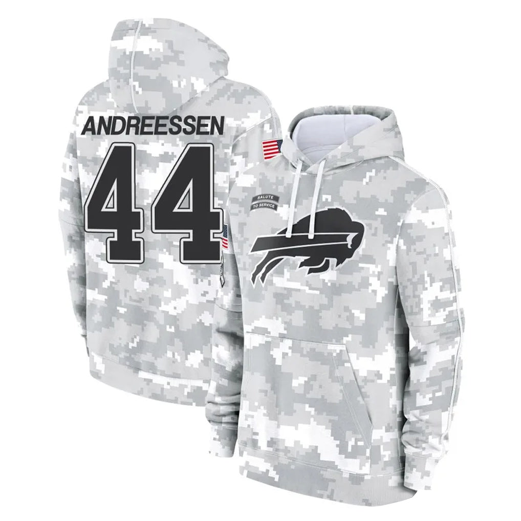 Fenge B.Bills #44 Joe Andreessen Player Arctic Camo Salute to Service Hoodies Limited Stitched Jerseys