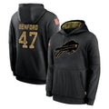 Fenge B.Bills #47 Christian Benford Player Black Salute to Service Hoodies Hame Stitched Jerseys