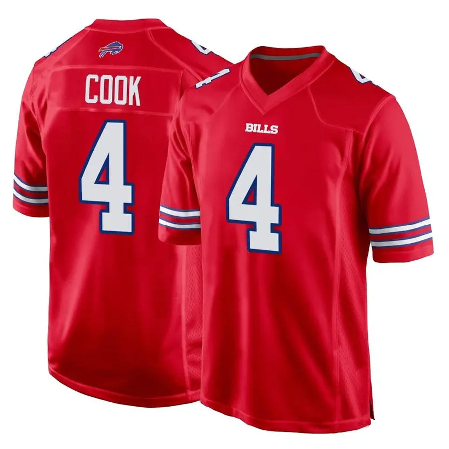 Fenge B.Bills #4 James Cook Player Red Home Game Stitched Jerseys