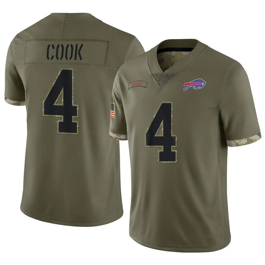 Fenge B.Bills #4 James Cook Player Salute To Service Olive  Stitched Jerseys