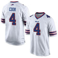 Fenge B.Bills #4 James Cook Player White Home Game Stitched Jerseys