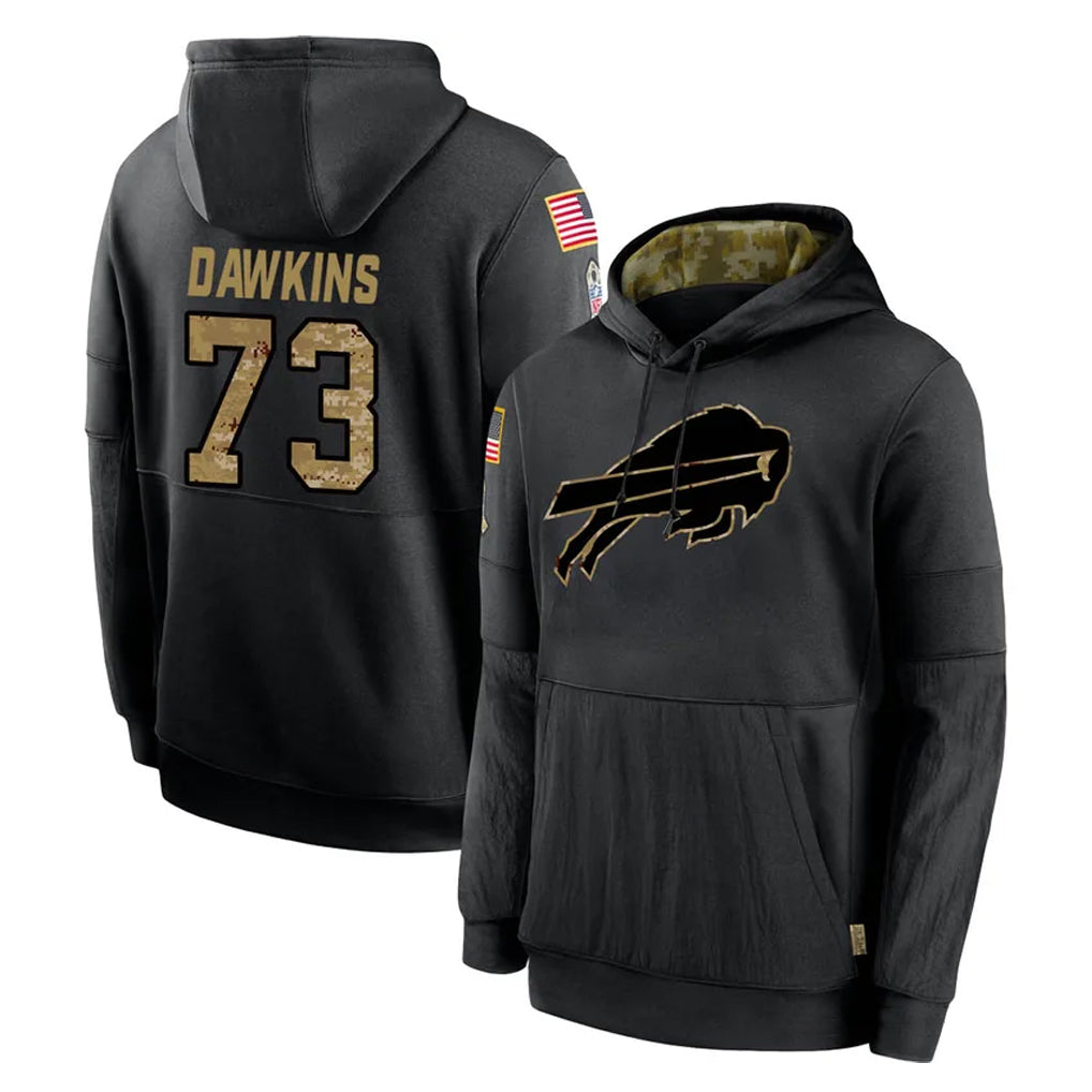 Fenge B.Bills #73 Dion Dawkins Player Black Salute to Service Hoodies Hame Stitched Jerseys