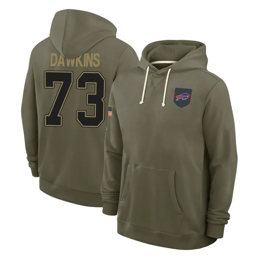 Fenge B.Bills #73 Dion Dawkins Player Olive Salute to Service Hoodies Stitched Jerseys
