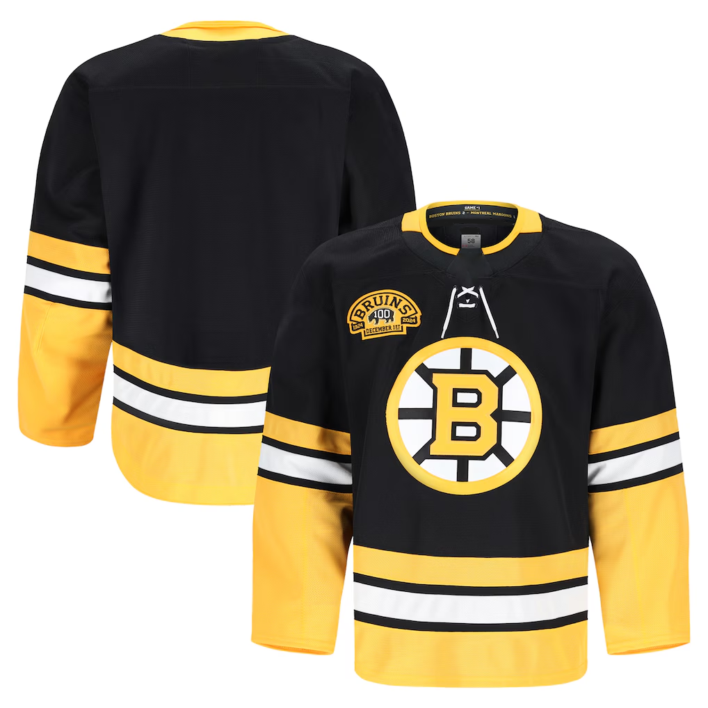 Fenge B.Bruins Black 100th Anniversary Authentic Pro Stitched Jerseys