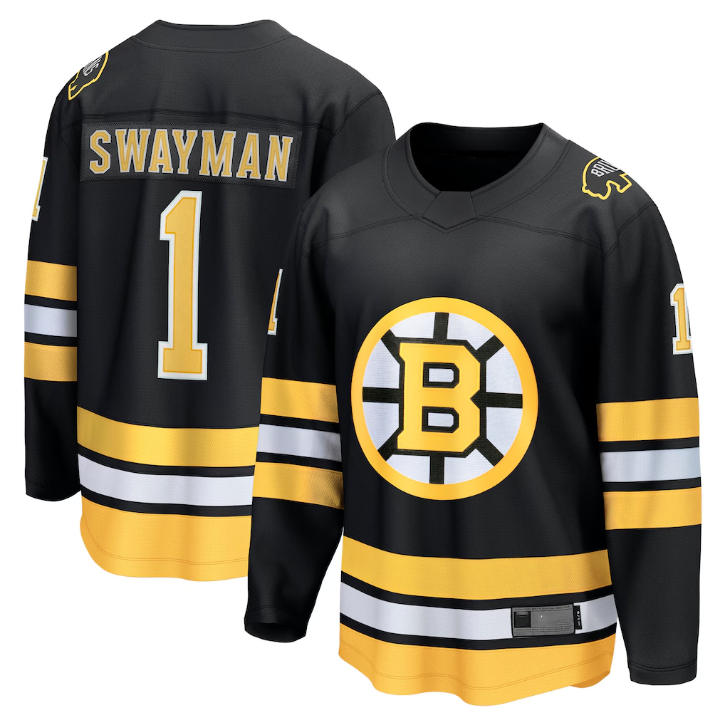 Fenge B.Bruins #1 Jeremy Swayman Black Home Breakaway Player Stitched Jerseys