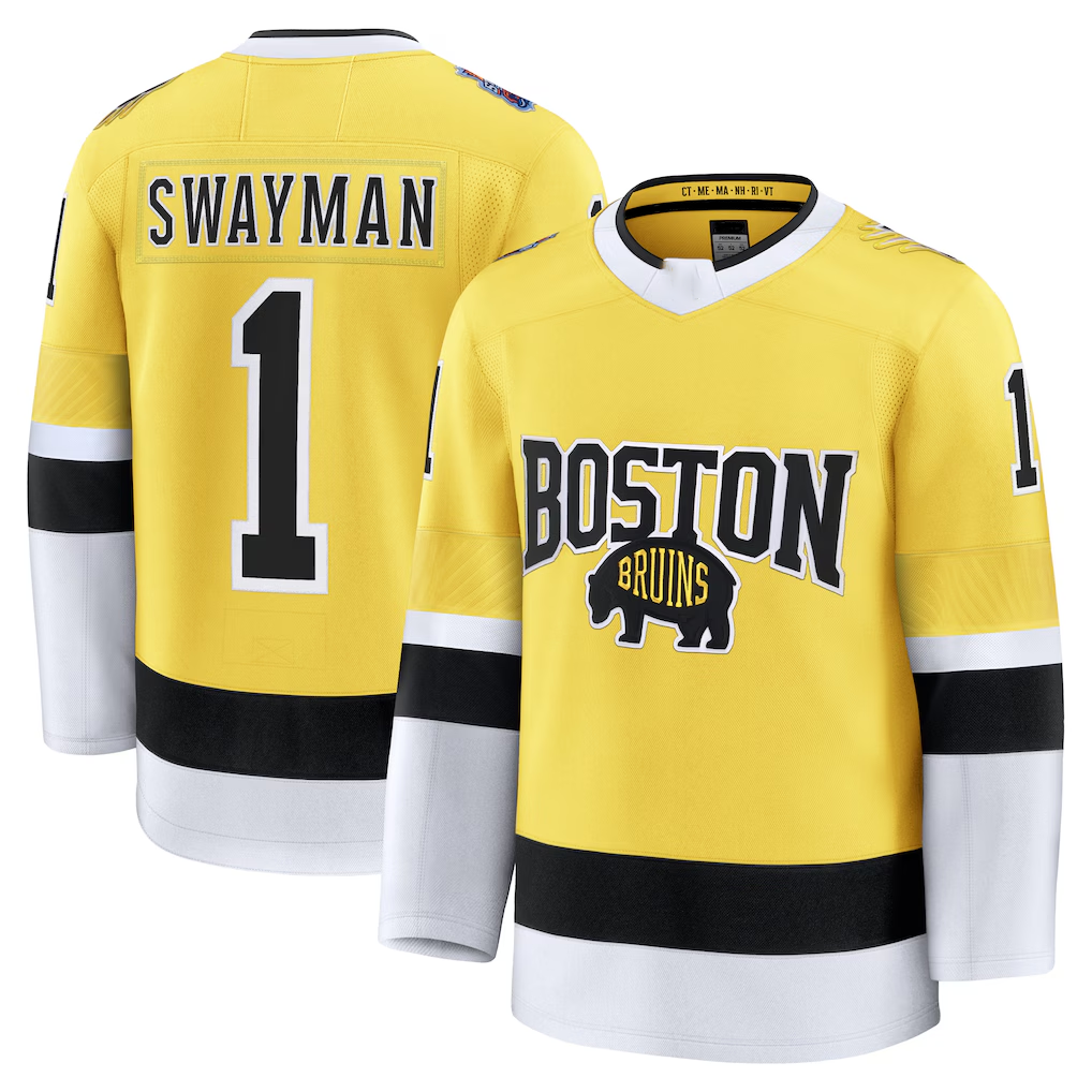 Fenge B.Bruins #1 Jeremy Swayman Gold 2026 Stadium Series Premium Stitched Jerseys