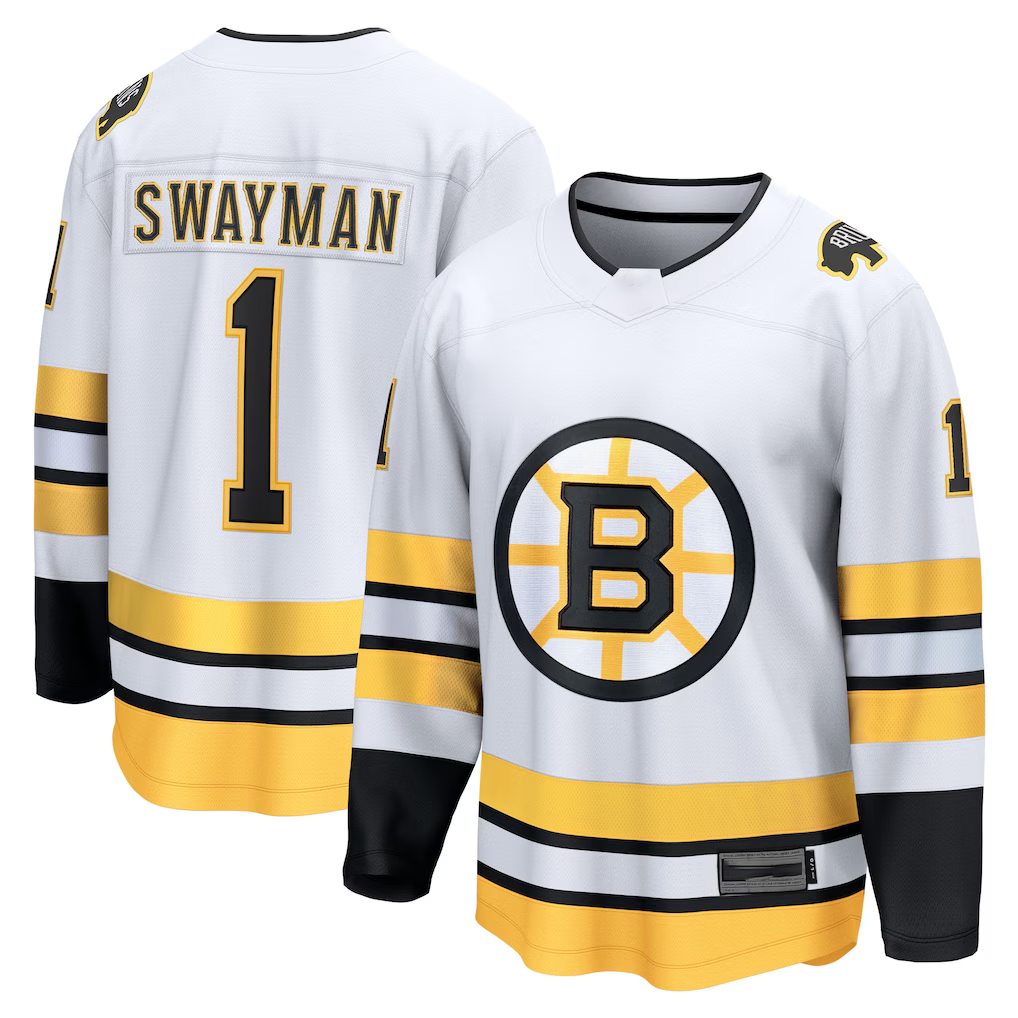 Fenge B.Bruins #1 Jeremy Swayman White Away Breakaway Player Stitched Jerseys