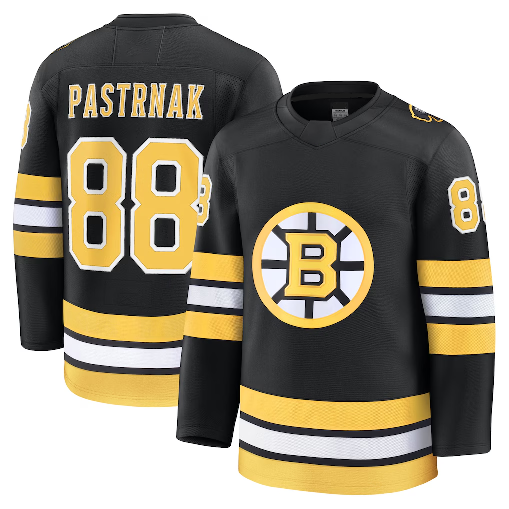 Fenge B.Bruins #88 David Pastrnak Black Home Premium Player Stitched Jerseys