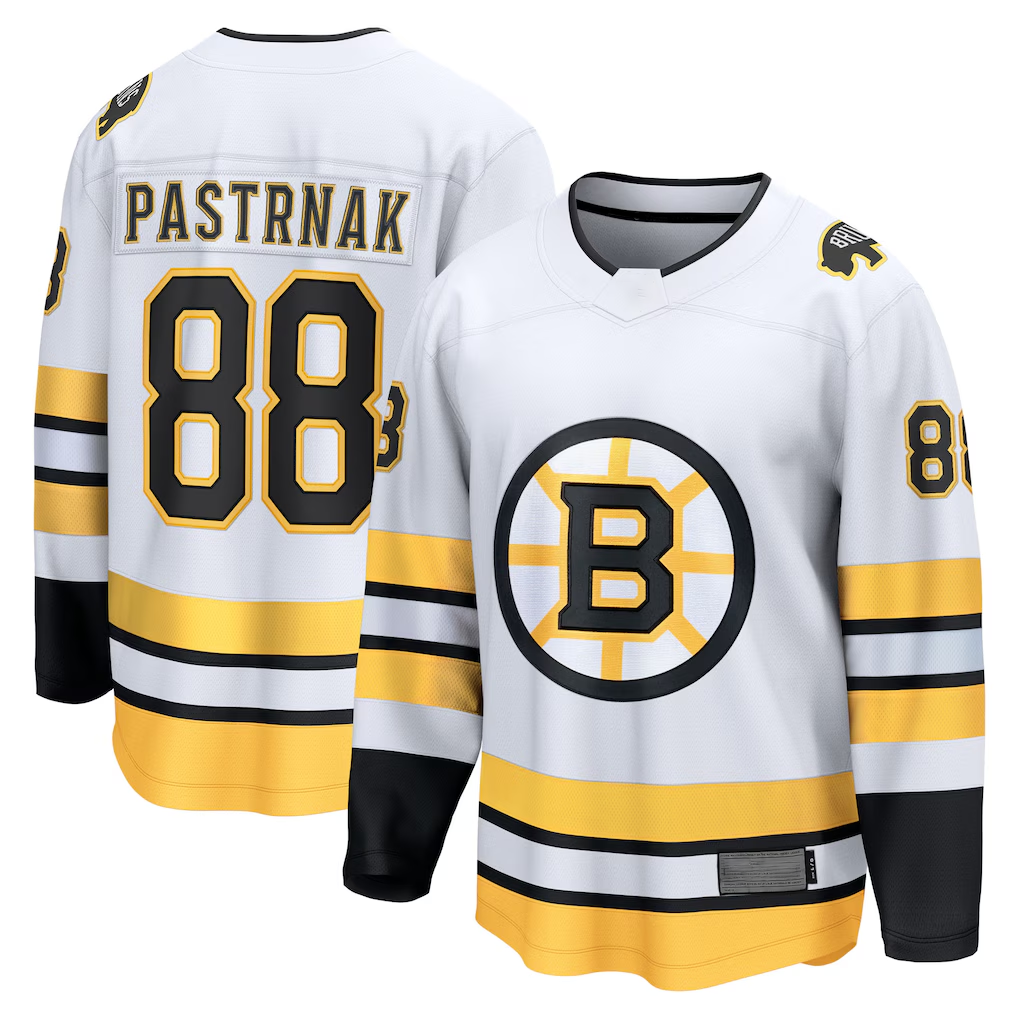 Fenge B.Bruins #88 David Pastrnak White Away Breakaway Player Stitched Jerseys