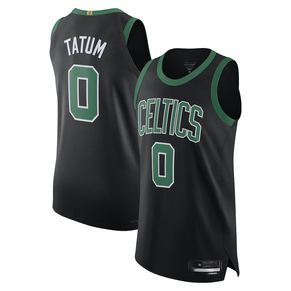 Fenge B.Celtics #0 Jayson Tatum Black Authentic Player Jerseys - Statement Edition
