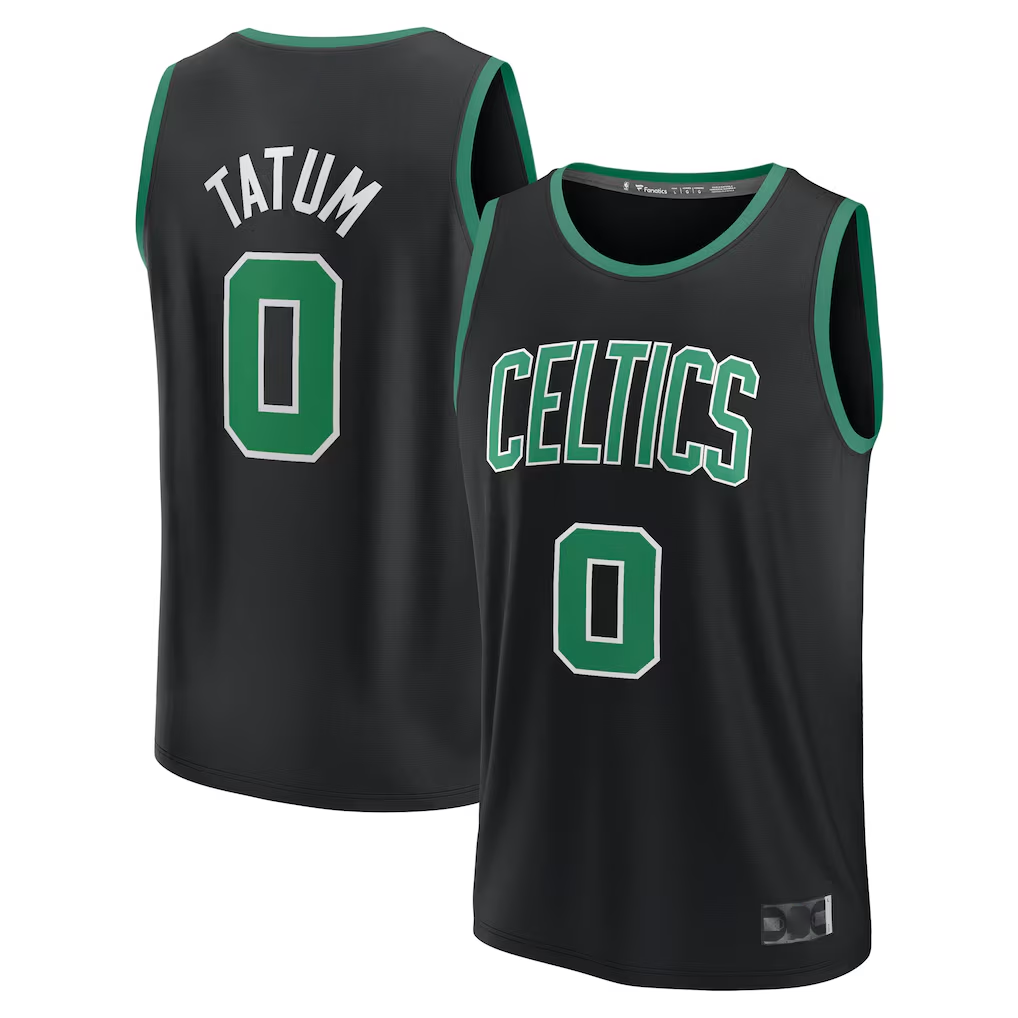 Fenge B.Celtics #0 Jayson Tatum  Black Fast Break Replica Player Jerseys - Statement Edition