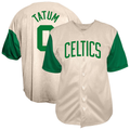 Fenge B.Celtics #0 Jayson Tatum  Cream Baseball Jerseys