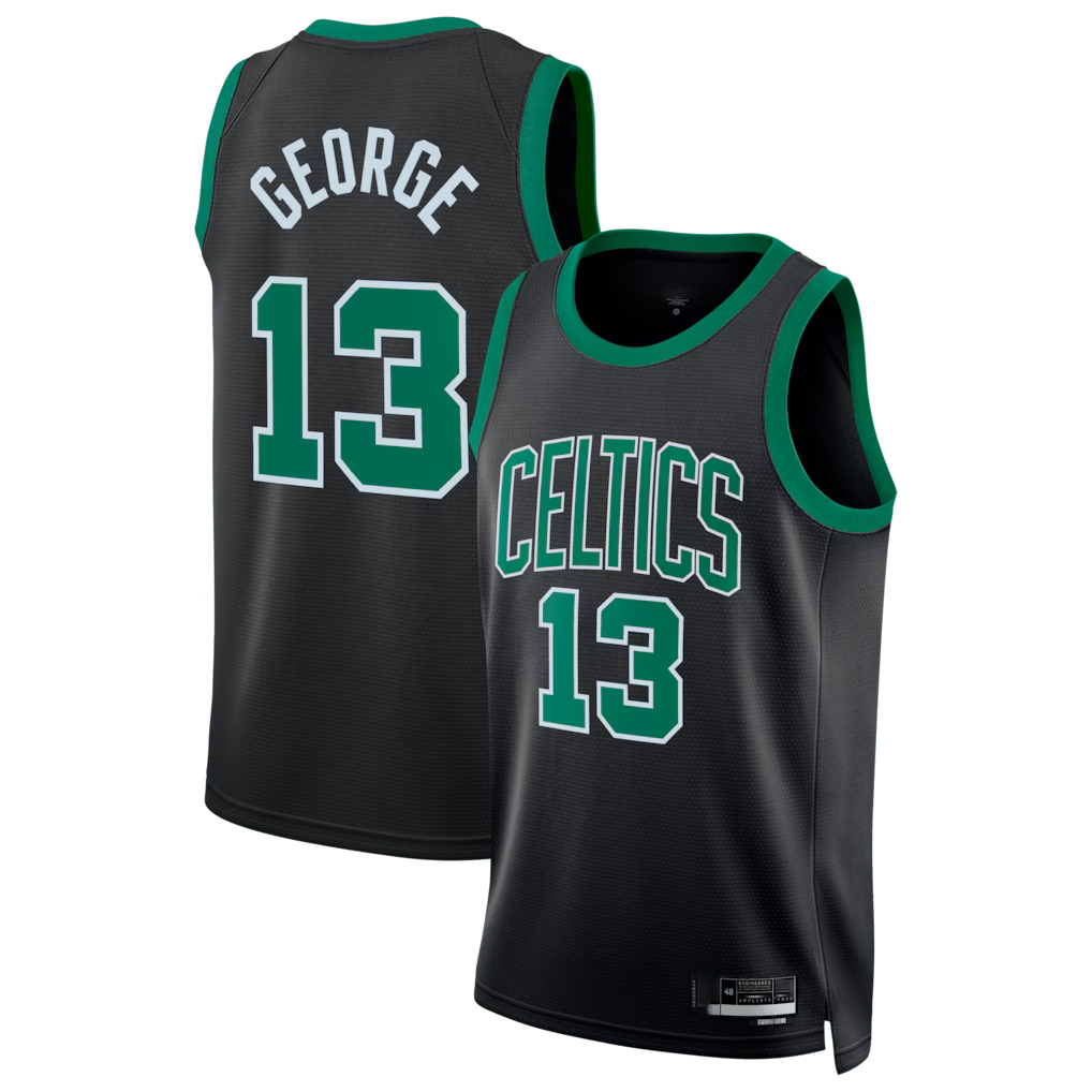 Fenge B.Celtics #13 Paul George Black Swingman Jerseys - Statement Edition