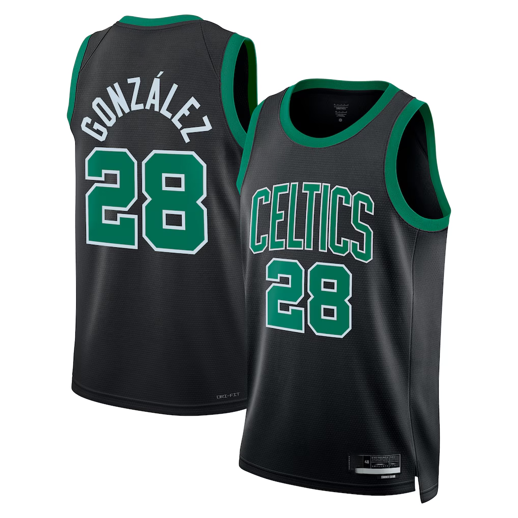 Fenge B.Celtics #28 Hugo Gonz¨¢lez Black Swingman Jerseys - Statement Edition