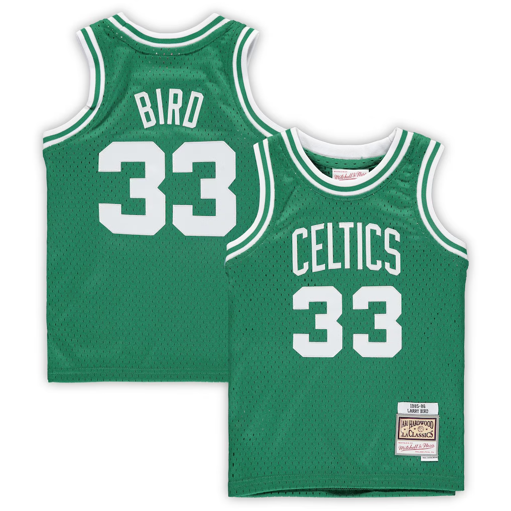 Fenge B.Celtics #33 Larry Bird Mitchell & Ness Kelly Green 1985-86 Hardwood Classics Throwback Team Jerseys