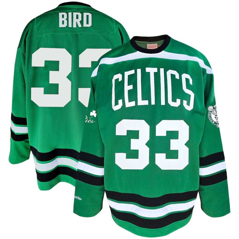 Fenge B.Celtics #33 Larry Bird Mitchell & Ness Kelly Green Big & Tall Hockey Jerseys