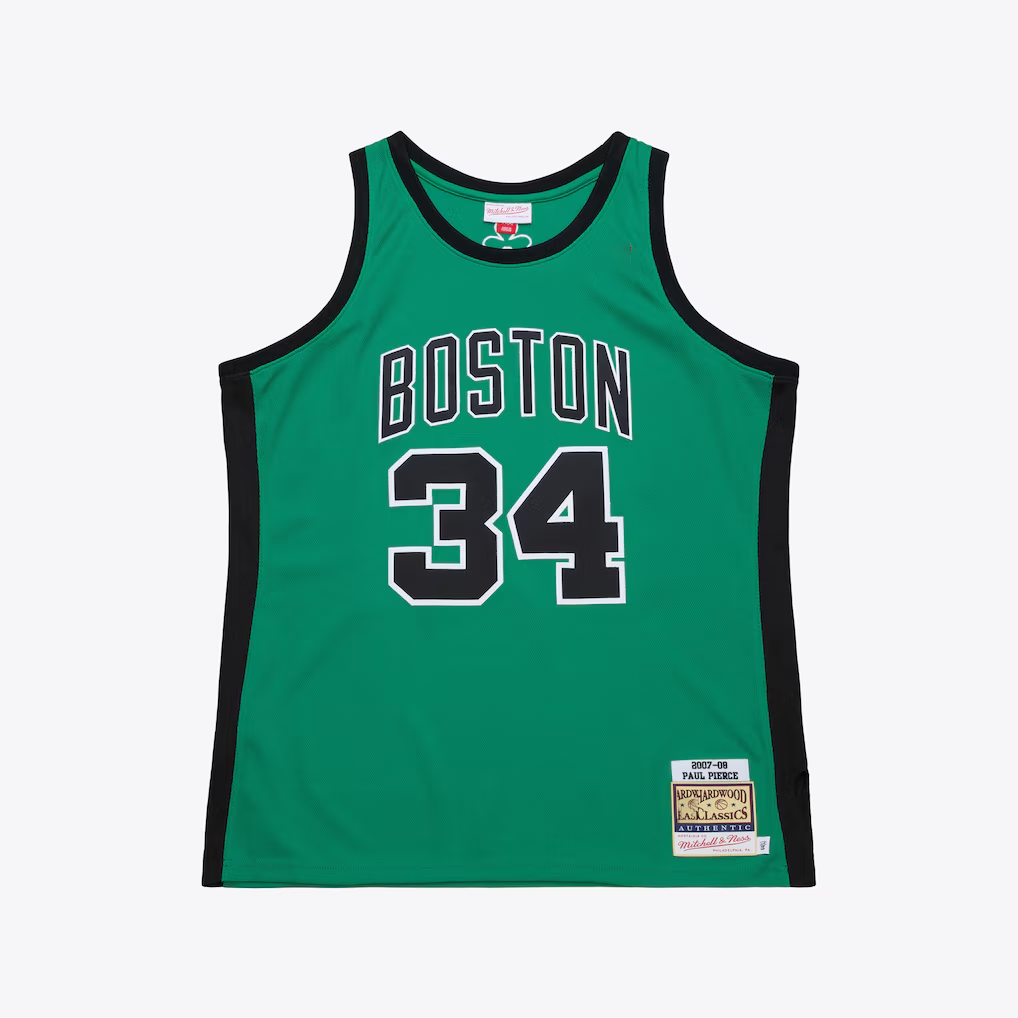 Fenge B.Celtics #34 Paul Pierce Mitchell & Ness Kelly Green 2007-08 Hardwood Classics Authentic Jerseys