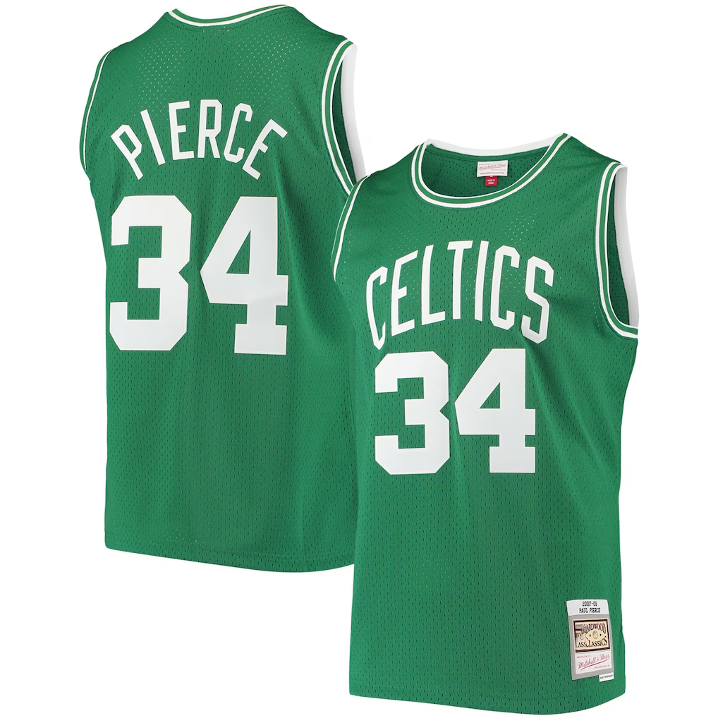 Fenge B.Celtics #34 Paul Pierce Mitchell & Ness Kelly Green Hardwood Classics Swingman Jerseys