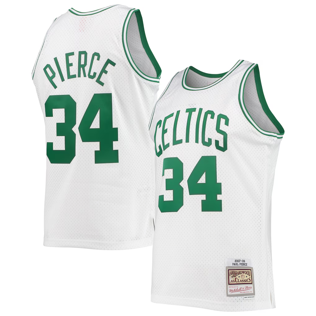 Fenge B.Celtics #34 Paul Pierce Mitchell & Ness White Hardwood Classics Swingman Jerseys