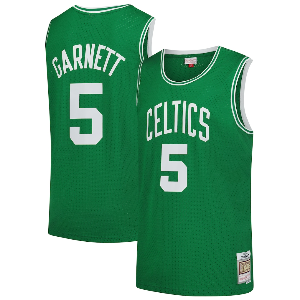 Fenge B.Celtics #5 Kevin Garnett Mitchell & Ness Kelly Green 200708 Hardwood Classics Swingman Jerseys