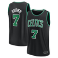 Fenge B.Celtics #7 Jaylen Brown Black Fast Break Replica Player Jerseys - Statement Edition