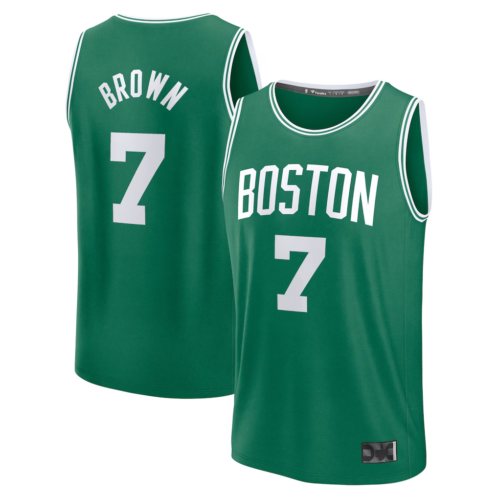 Fenge B.Celtics #7 Jaylen Brown  Kelly Green Fast Break Replica Player Jerseys - Icon Edition