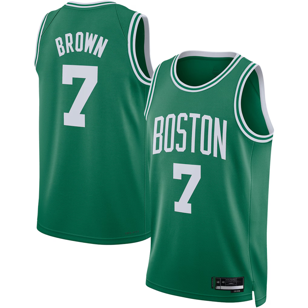 Fenge B.Celtics #7 Jaylen Brown Kelly Green Swingman Jerseys - Icon Edition