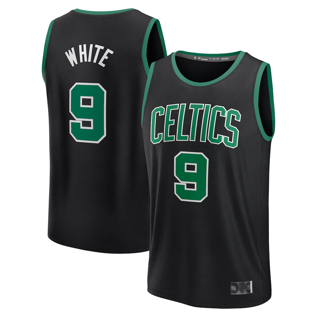 Fenge B.Celtics #9 Derrick White  Black Fast Break Replica Player Jerseys - Statement Edition