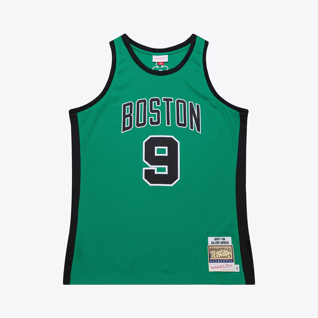 Fenge B.Celtics #9 Rajon Rondo Mitchell & Ness Kelly Green 2007-08 Hardwood Classics Authentic Jerseys