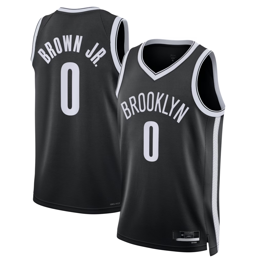 Fenge B.Nets #0 Mikel Brown Jr. Black Swingman Jerseys - Icon Edition