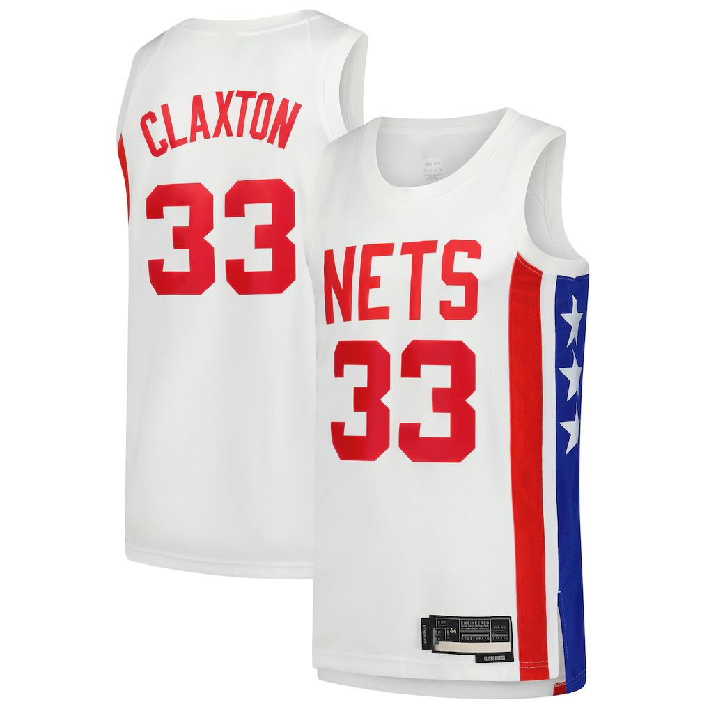 Fenge B.Nets #33 Nic Claxton White Swingman Jerseys - Classic Edition