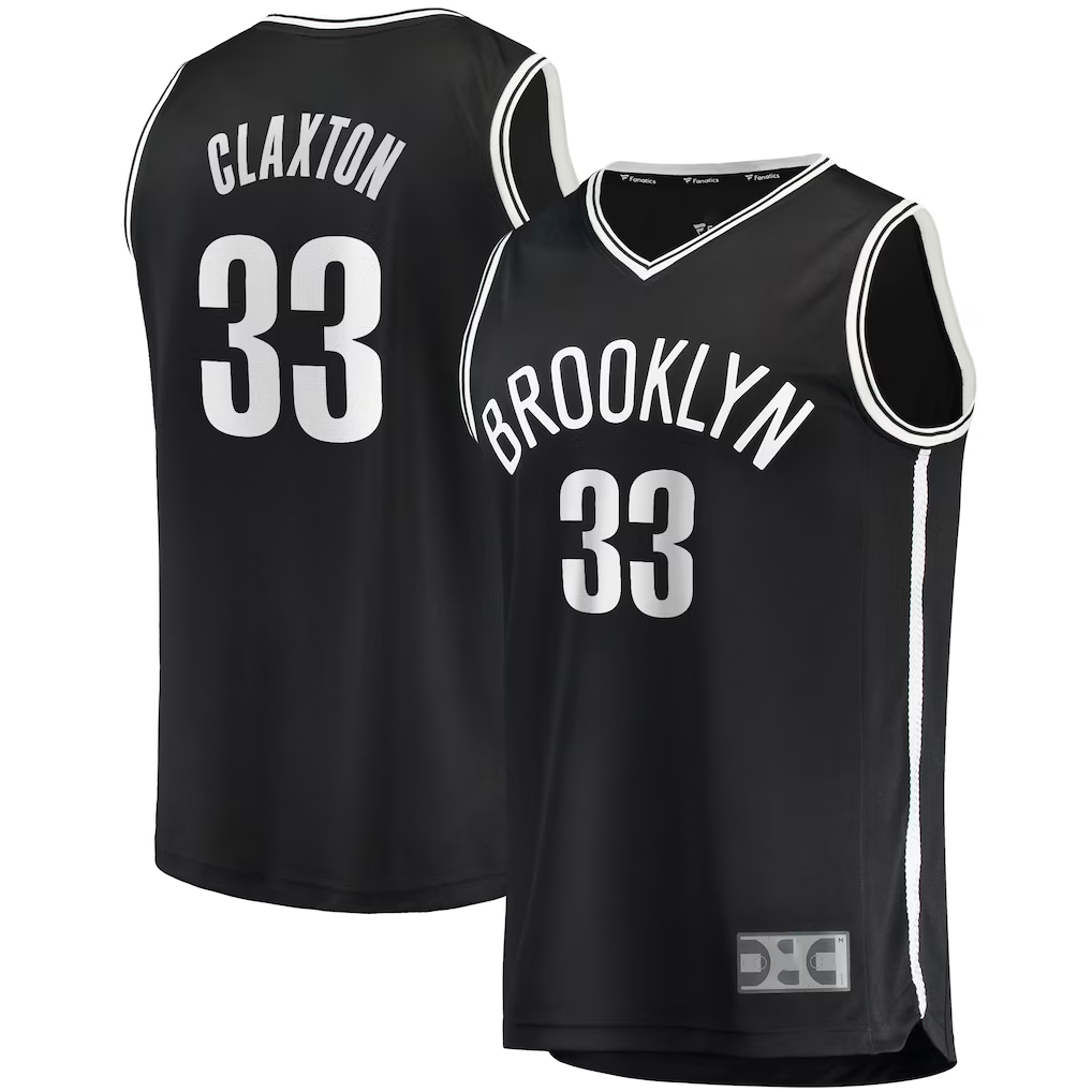 Fenge B.Nets #33 Nicolas Claxton  Black Fast Break Player Jerseys - Icon Edition