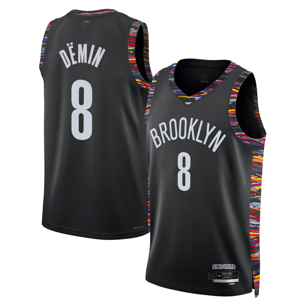 Fenge B.Nets #8 Egor D?min Black 202526 Swingman Jerseys - City Edition
