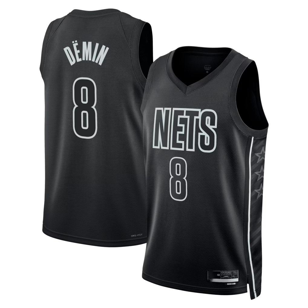 Fenge B.Nets #8 Egor D?min  Black Swingman Jerseys - Statement Edition