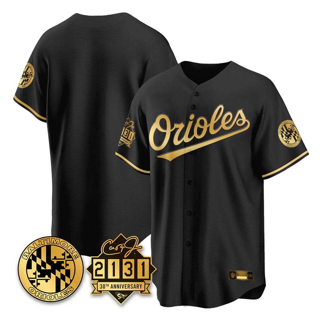 Fenge B.Orioles Black Gold 30th Anniversary of 2131 Home Game Blank Player Stitched Jerseys