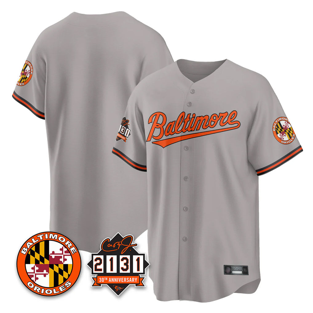 Fenge B.Orioles Gray 30th Anniversary of 2131 Home Game Blank Player Stitched Jerseys