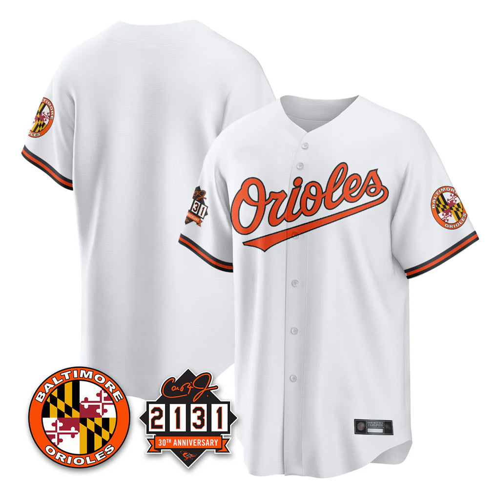 Fenge B.Orioles White 30th Anniversary of 2131 Home Game Blank Player Stitched Jerseys
