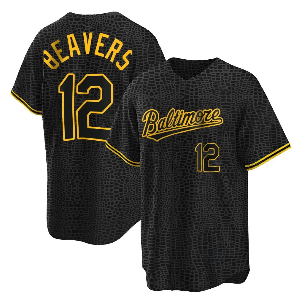 Fenge B.Orioles #12 Dylan Beavers Player Black Snake Skin City Home Game Stitched Jerseys