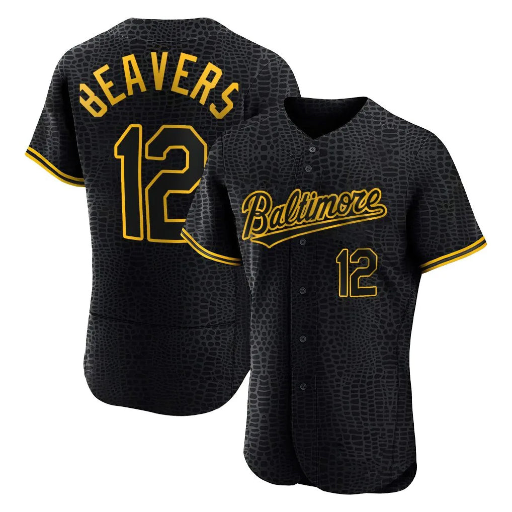 Fenge B.Orioles #12 Dylan Beavers Player Black Snake Skin City Limited Elite Home Stitched Jerseys