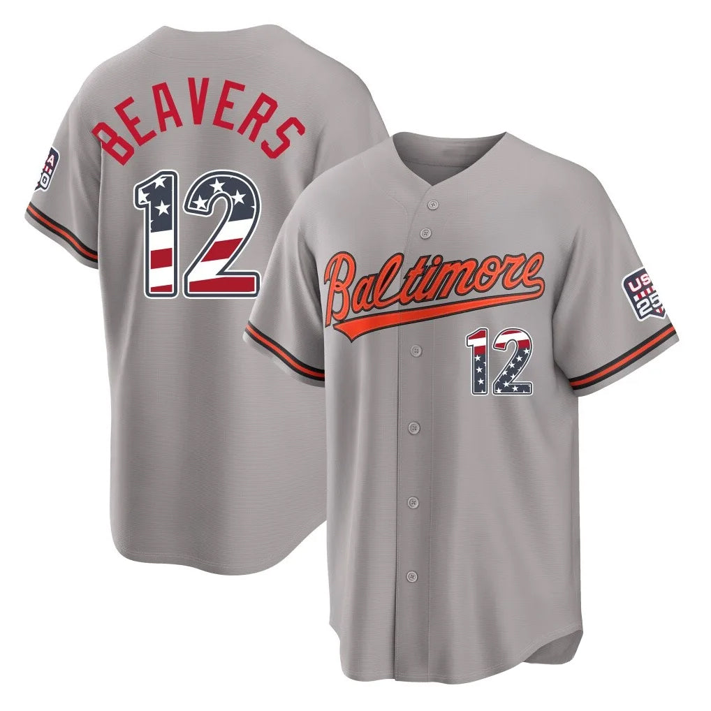 Fenge B.Orioles #12 Dylan Beavers Player Gray USA 250 Fourth of July Home Game Stitched Jerseys