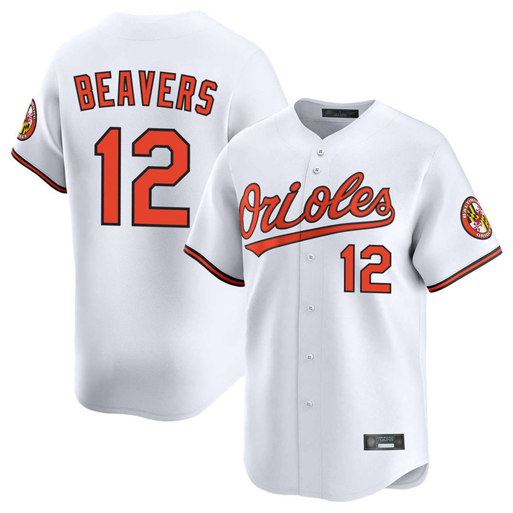 Fenge B.Orioles #12 Dylan Beavers Player White Limited Home Game Stitched Jerseys