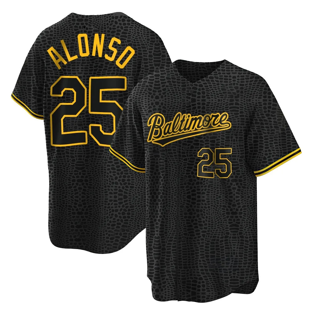 Fenge B.Orioles #25 Pete Alonso Player Black Snake Skin City Home Game Stitched Jerseys