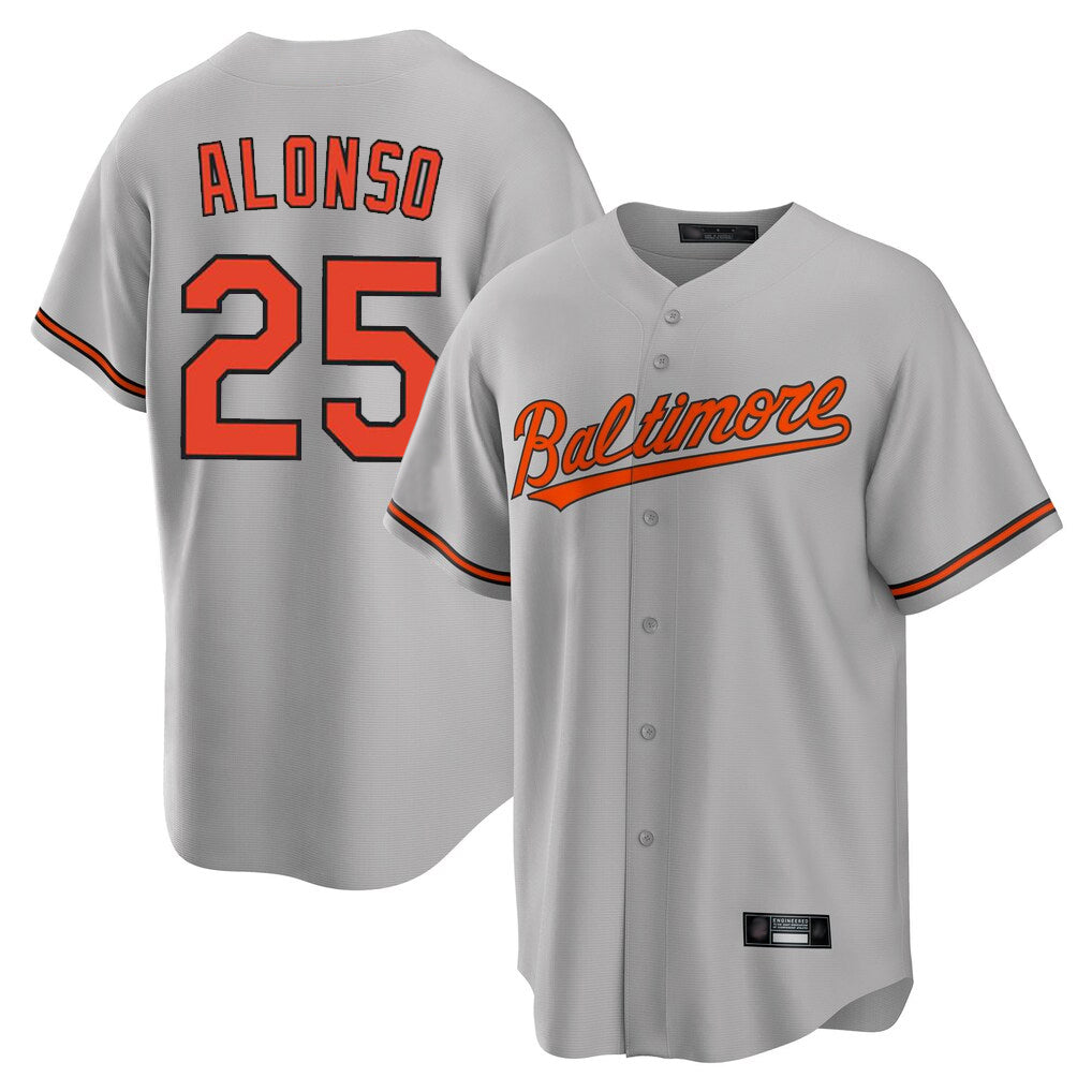 Fenge B.Orioles #25 Pete Alonso Player Gray Home Game Stitched Jerseys