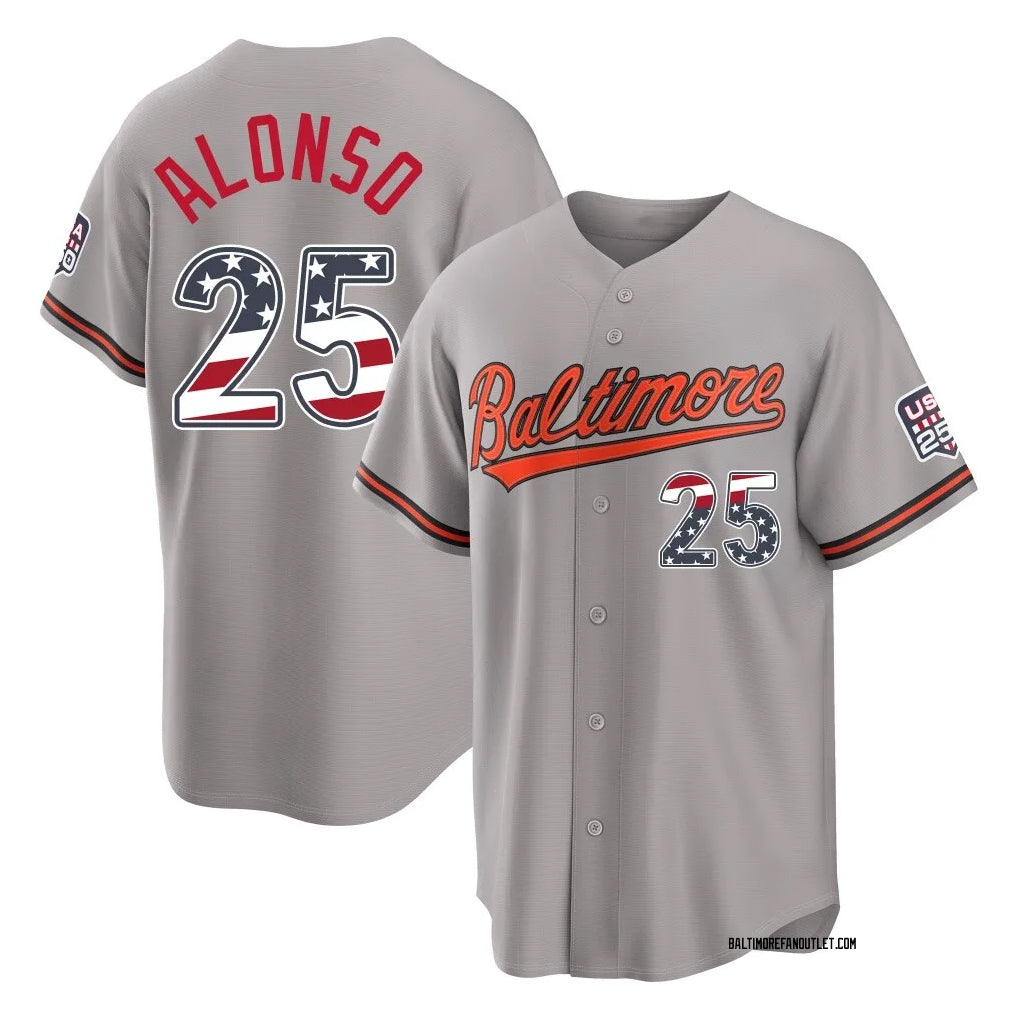 Fenge B.Orioles #25 Pete Alonso Player Gray USA 250 Fourth of July Home Game Stitched Jerseys
