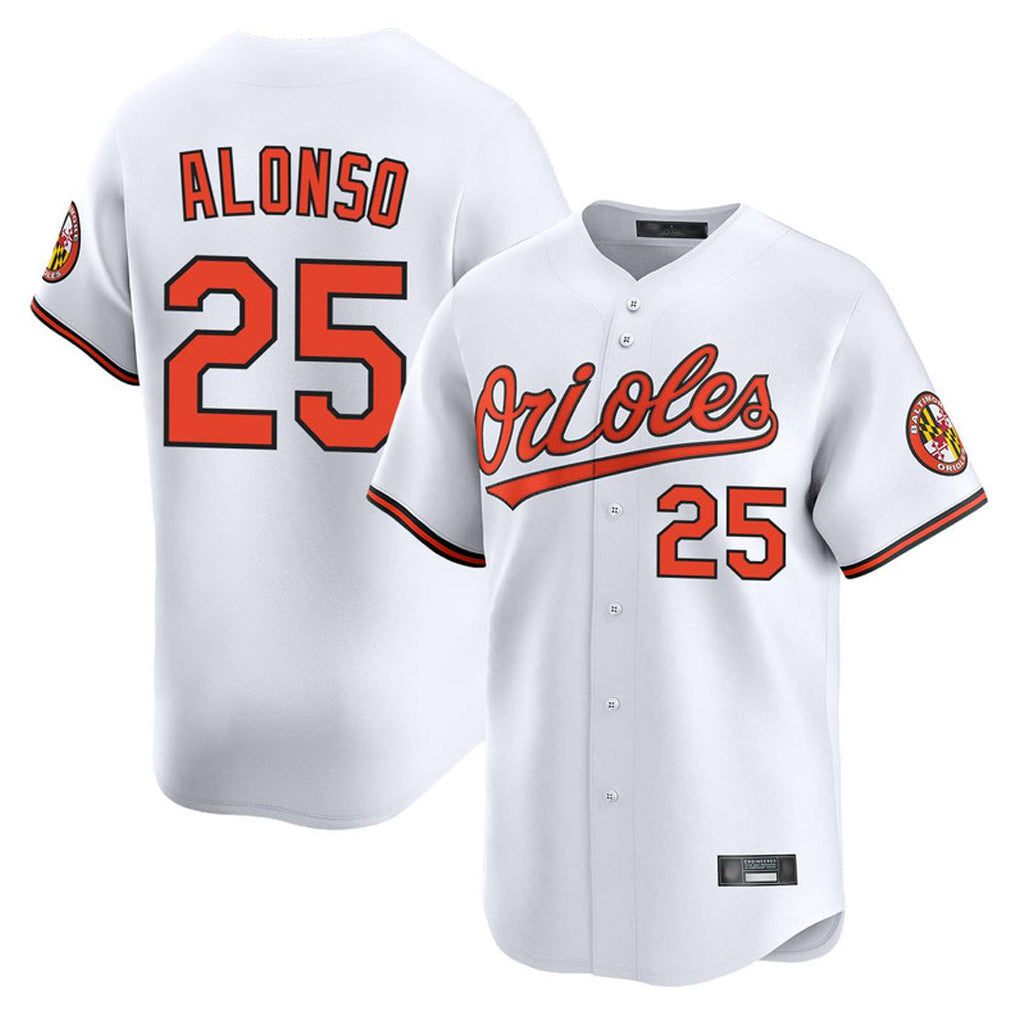 Fenge B.Orioles #25 Pete Alonso Player White Limited Home Game Stitched Jerseys