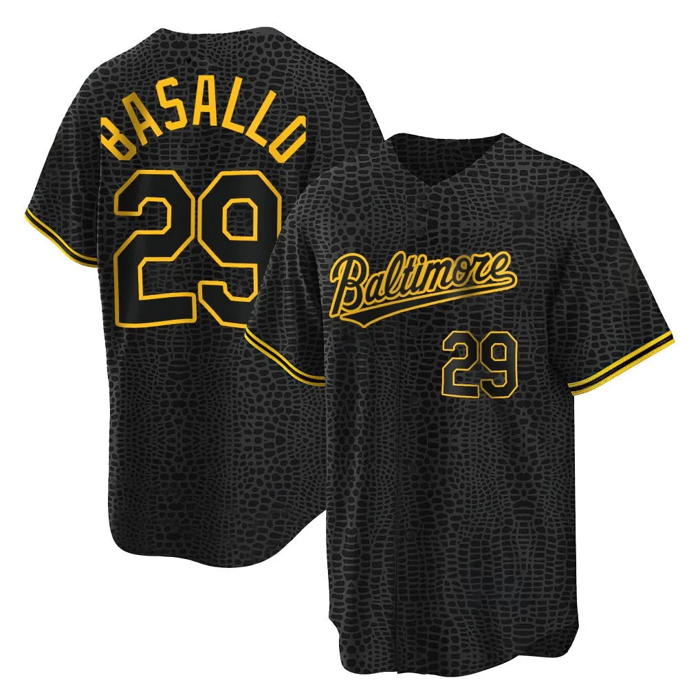 Fenge B.Orioles #29 Samuel Basallo Player Black Snake Skin City Home Game Stitched Jerseys