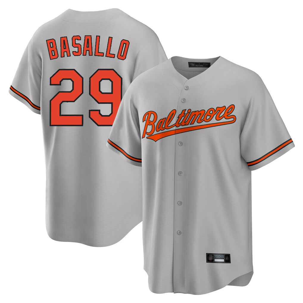 Fenge B.Orioles #29 Samuel Basallo Player Gray Home Game Stitched Jerseys