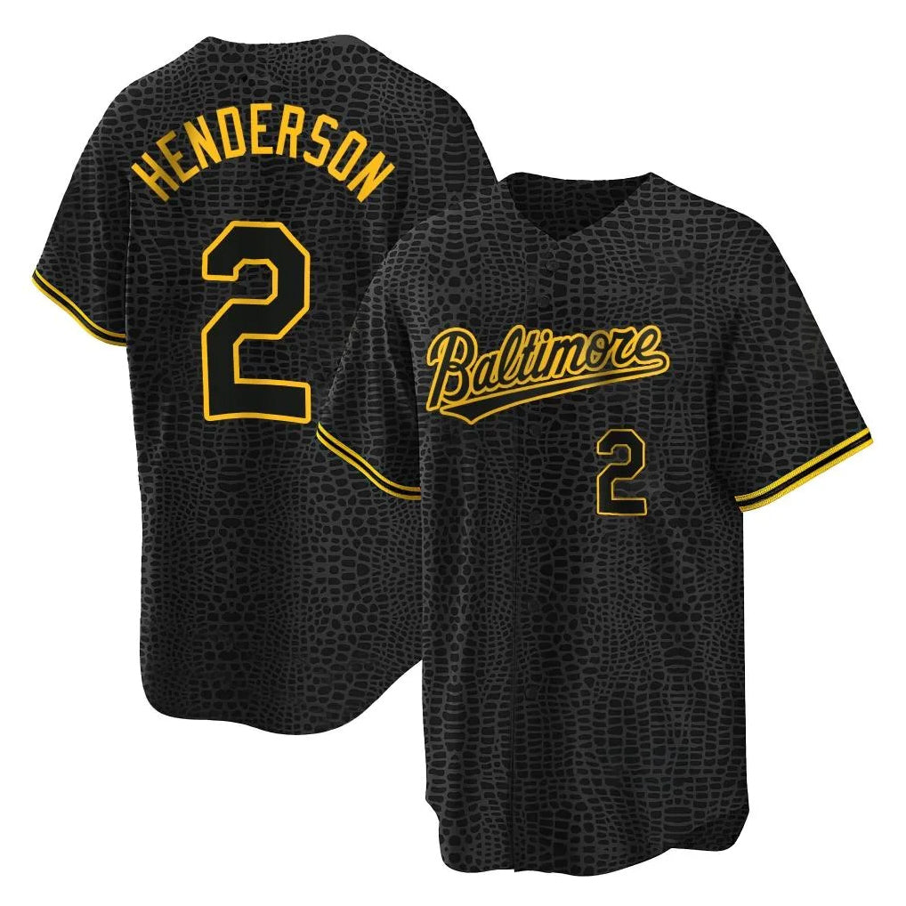 Fenge B.Orioles #2 Gunnar Henderson Player Black Snake Skin City Home Game Stitched Jerseys