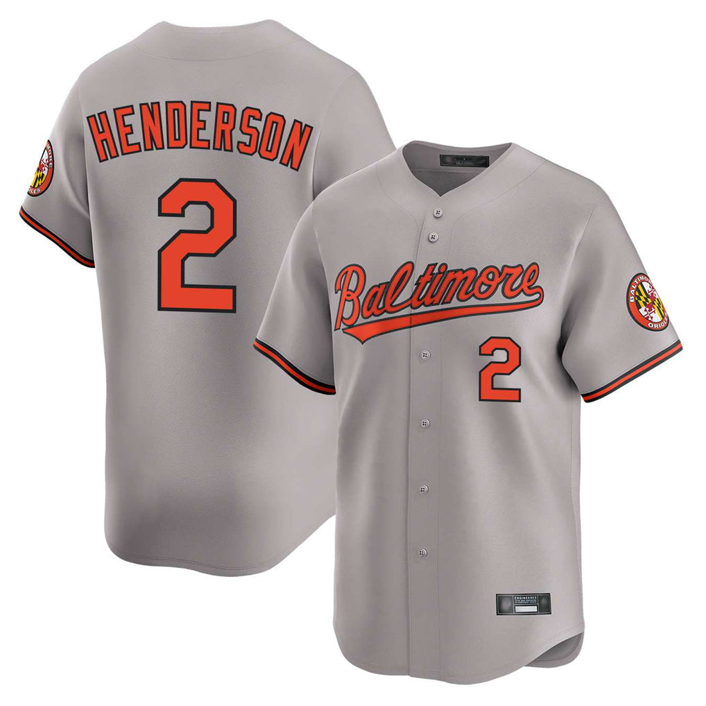 Fenge B.Orioles #2 Gunnar Henderson Player Gray Limited Home Game Stitched Jerseys